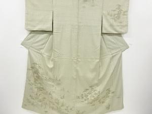 生紬　庭園風景模様訪問着